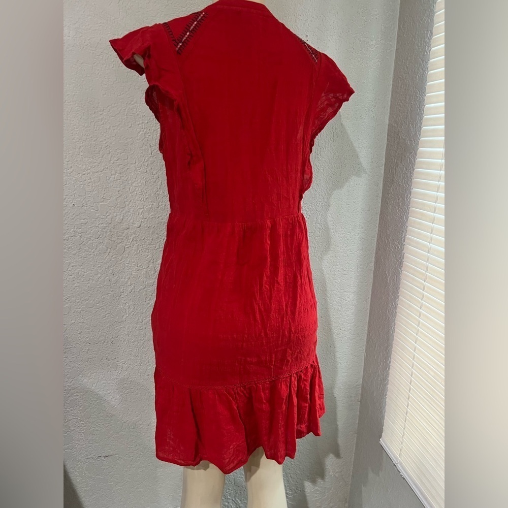 Knox Rose Women's Boho Short Sleeve V Neck Tiered Embroidered Dress Size L - Picture 7 of 16